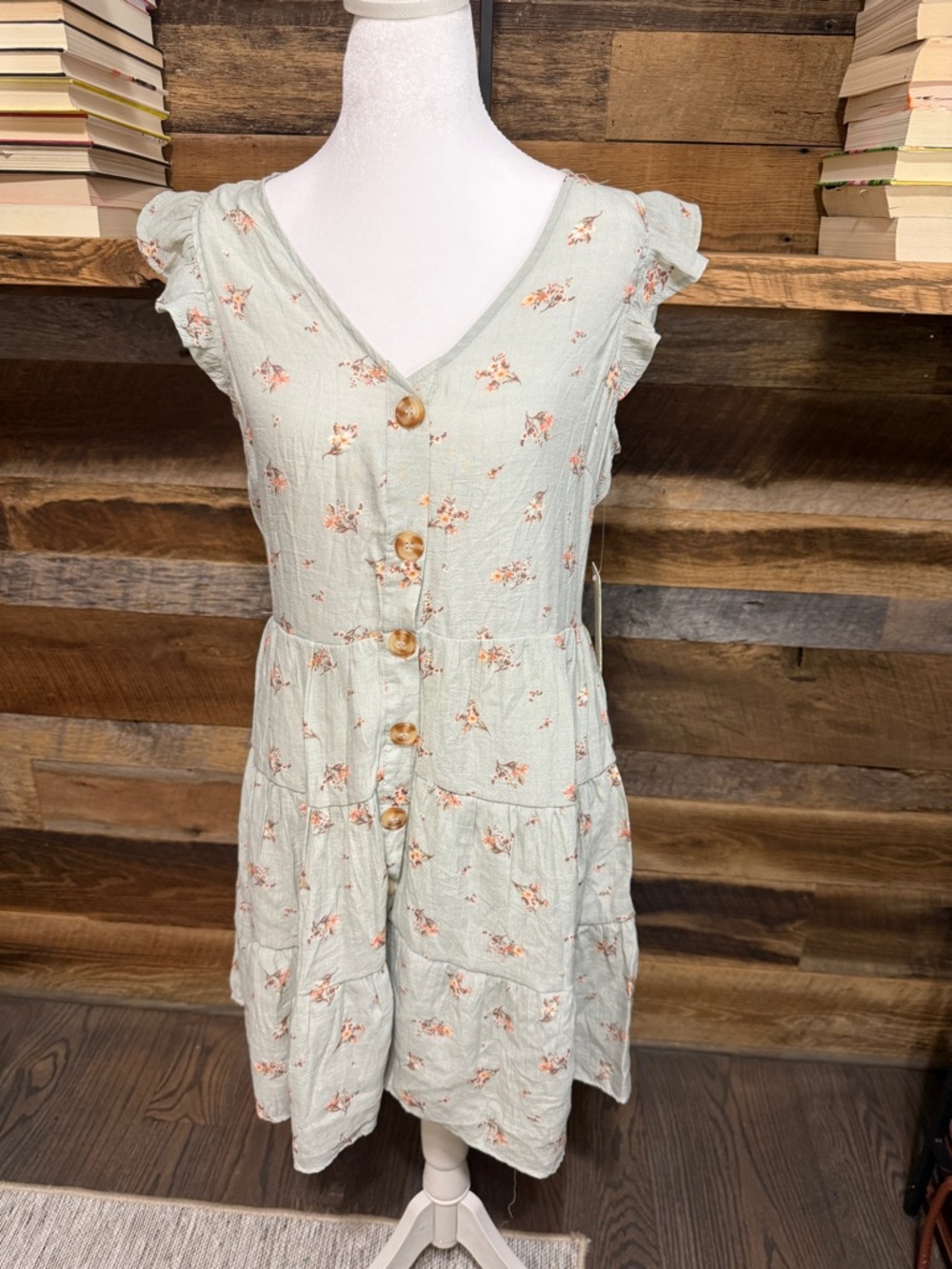 Sweet Wanderer Sage Green Floral Dress